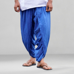 Dhoti - Kolor INDIGO bawełna organiczna z półksiężycami - spodnie