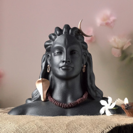 Adiyogi Popiersie - 6 cali (15,2 cm) Statuetka ze stopów metali